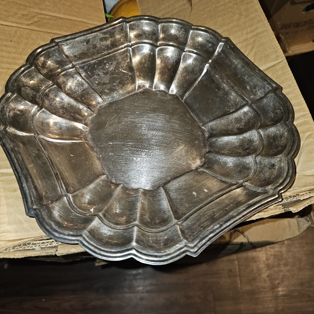 Vintage Gorham "Newport" Silver Plated Large Serving Tray Bowl 13" Square MCM